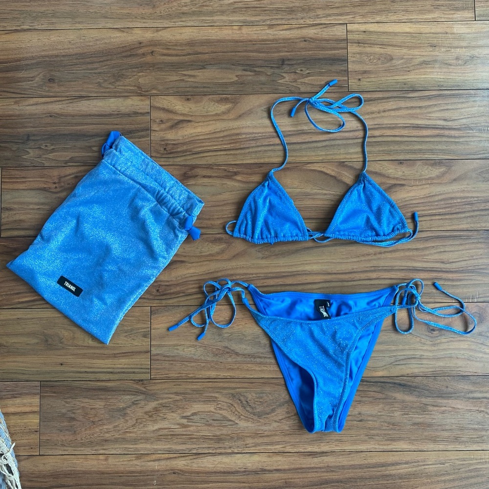 Blue Sparkly Triangl Swimwear Bikini